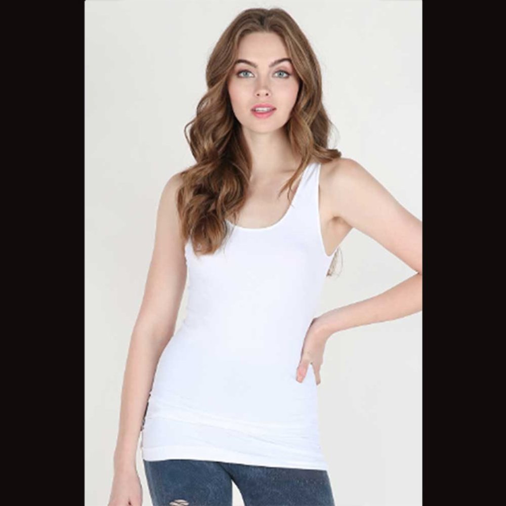 Wide Strap Tank Top In White
